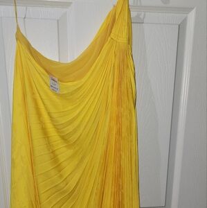 Vibrant Yellow Pleated Dress